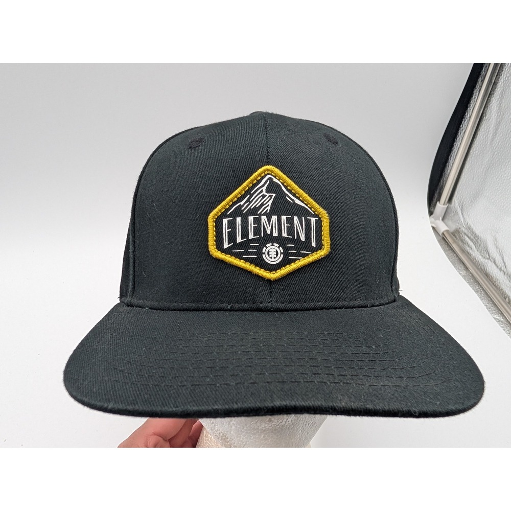 Element Black Snapback Hat Mountain Logo Patch Adjustable Skate Cap